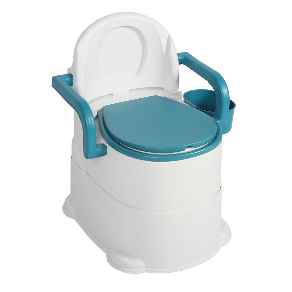 Bedside Commode Toilet Prevent Slip Soft Seat Pad Wide Armrests PU Backrest Portable Toilet Chair