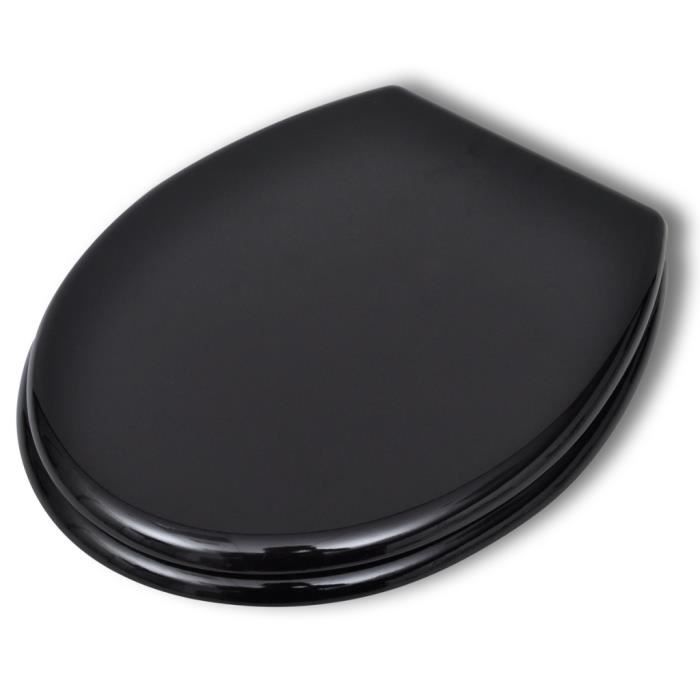 VidaXL Siège de toilette avec Couvercle MDF Design simple Noir