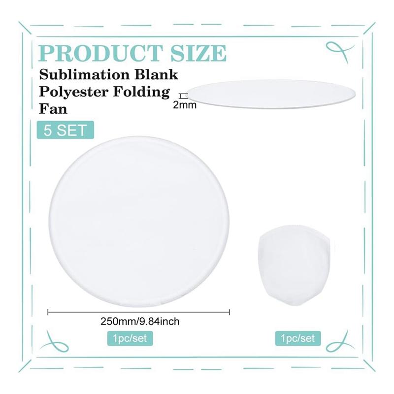 5 Pcs Foldable Flying Disc Fans 9.8 Inch Sublimation Fans Polyester Black Edge Folding Fan Set With Bag For Party