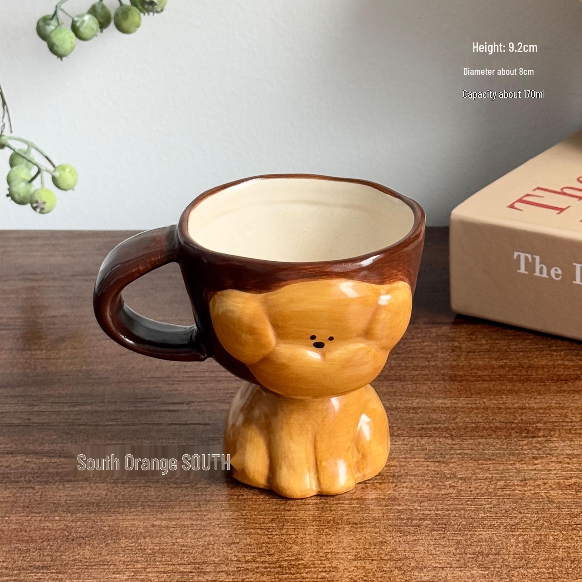 Handcrafted Embossed Brown Dog Ceramic Latte Art Mug 170ml