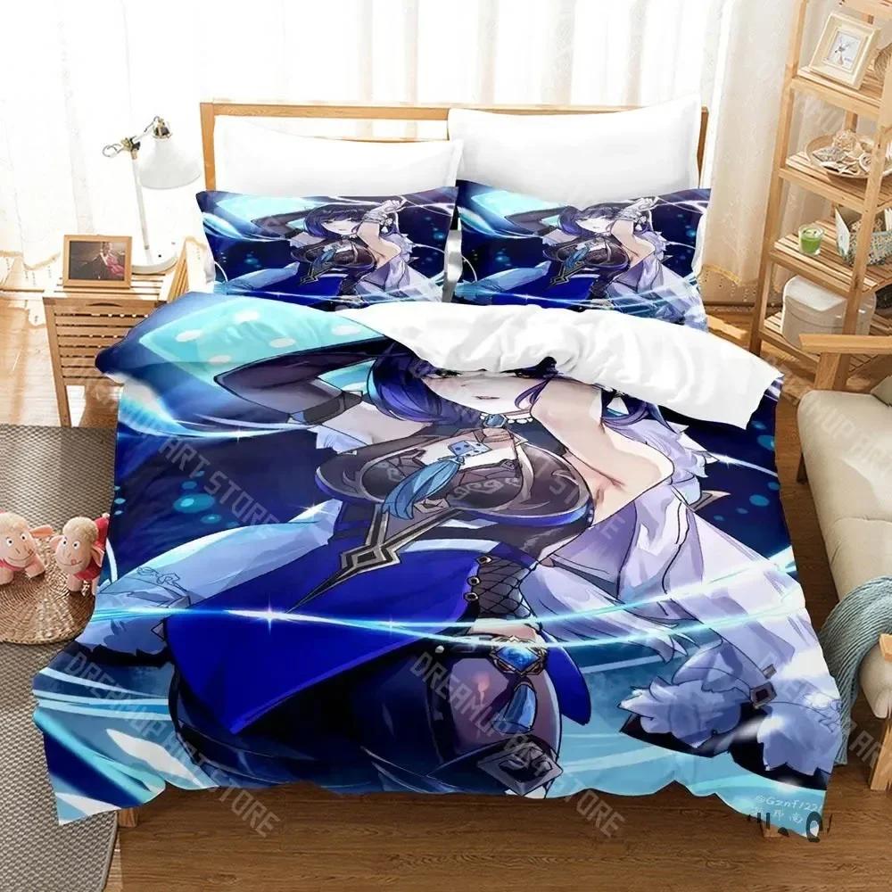 3D Print Anime Game Yelan Genshin Impact Bedding Set Boys Girls Twin Queen King Size Duvet Cover Pillowcase Bed Boys Adult