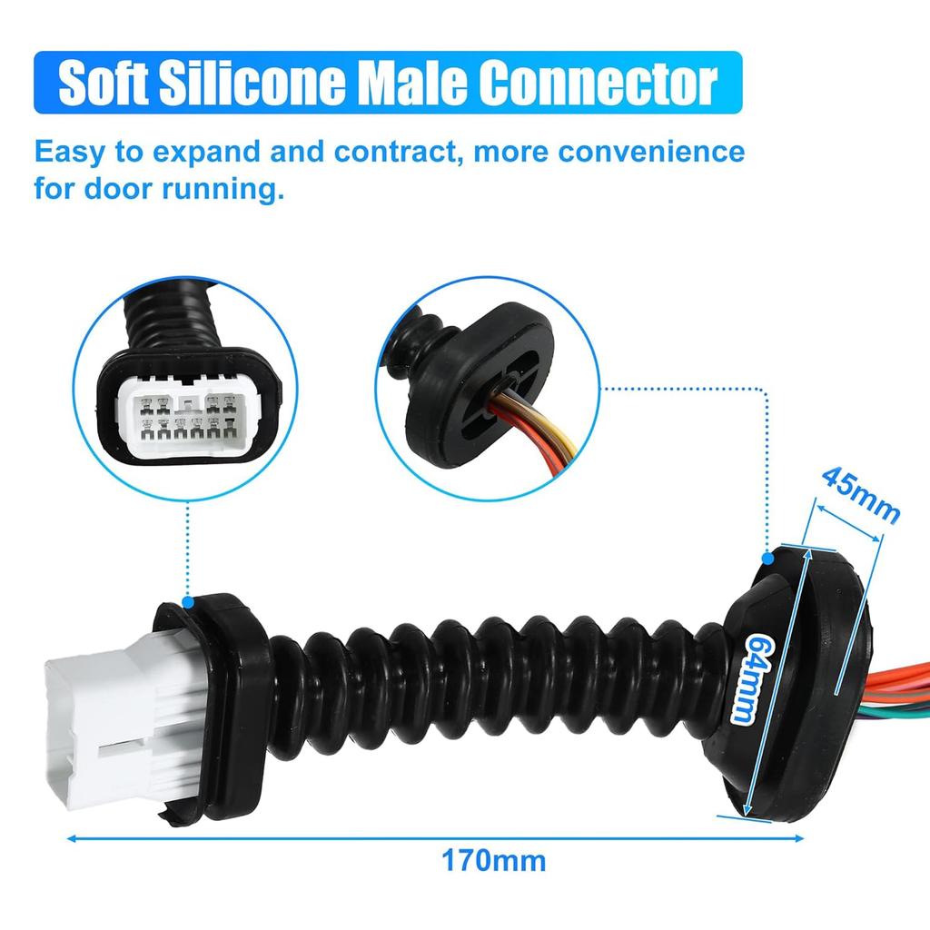 Rear Door Harness with Connector for Dodge for RAM 1500 2500 3500 4500 5500 Automotive Door Rear Wiring Harness Left Right Side 56051931AA 56051931AB