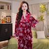 Da Vinci Code 2025: Gold Velvet Scarlet Rose Women's Pajama Set - Comfortable Autumn/Winter Homewear for Moms