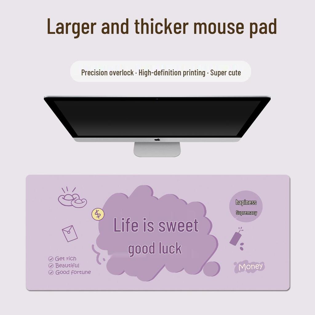 Extra Large Doodle Text Mouse Pad with Lock Edge - Thick, Durable Keyboard Desk Mat