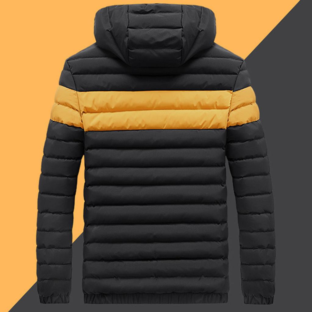 Men Winter Warm Hooded Patchwork Soft for Windproof Soft Coat  Jacket