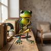 Frog Figurine Handcrafted Statue Standing Ornament for Gardeners, Collectors, Balcony,