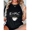 Black Oversized T Shirt With E Mc2 Coffee Formula Print And Cup Graphic For Casual Wear And Everyday Style