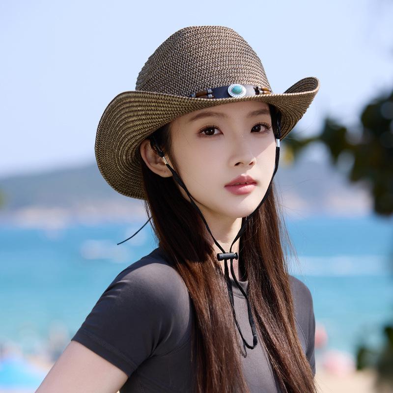Hot-selling Retro Western Cowboy Hat Children's Summer Versatile Straw Straw Hat Outdoor Versatile Sunshade Sunscreen Hat