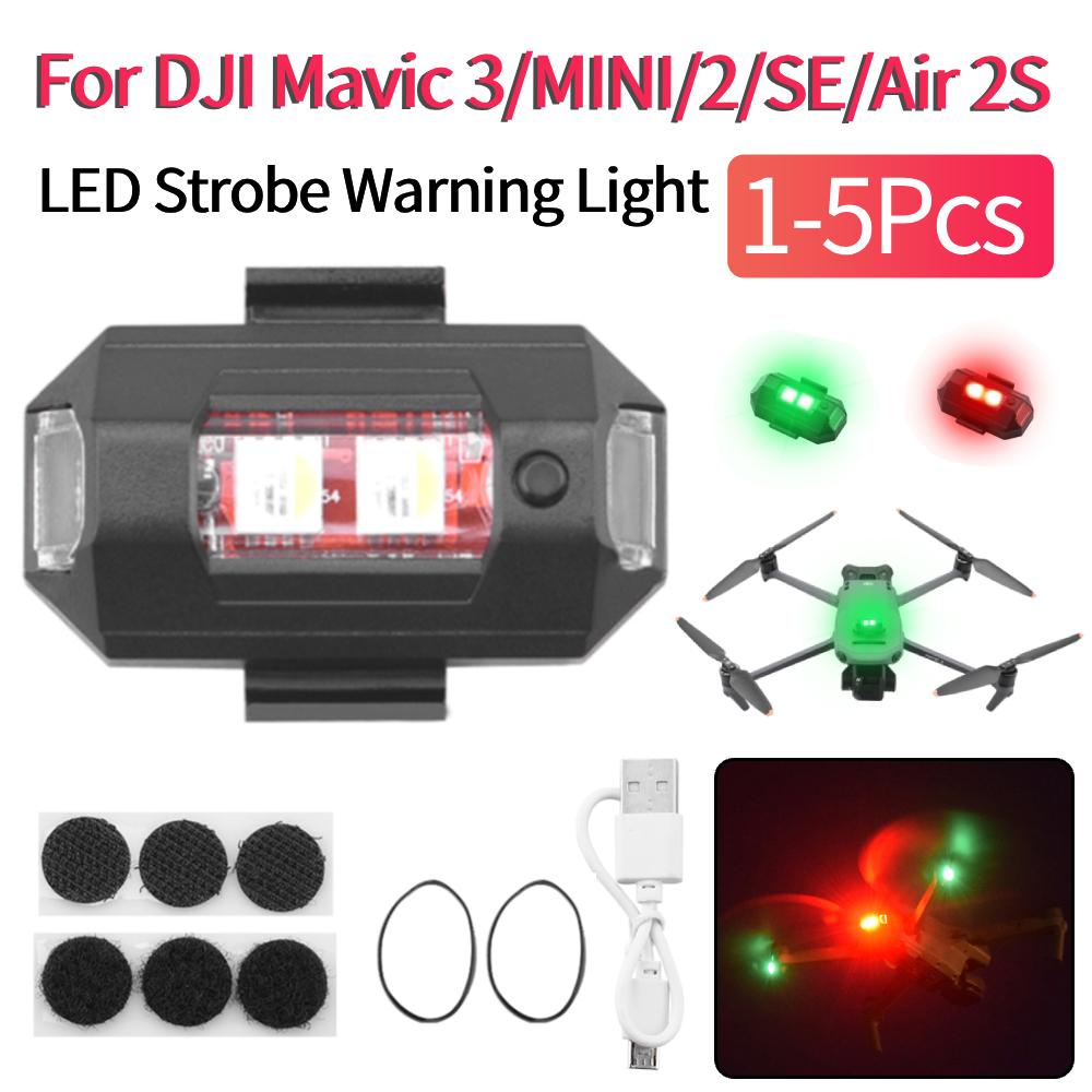1-5Pcs LED Strobe Warning Light for DJI Mavic 3/MINI/2/SE/Air 2S Drone High Brightness Anti-Collision Strobe Night Signal Light