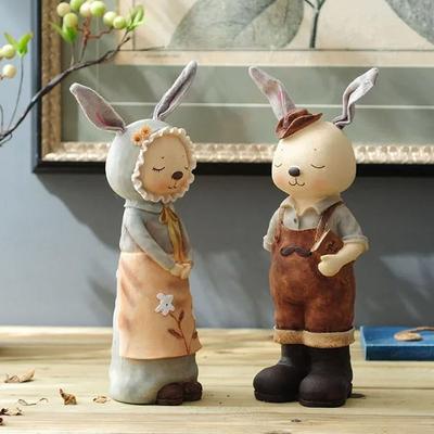 Mini velikonoční zajíček Roztomilá pryskyřičná dekorace Mini figurka králíčka Evropský pastorální králíček Stolní ozdoba Domácí kancelářská dekorace