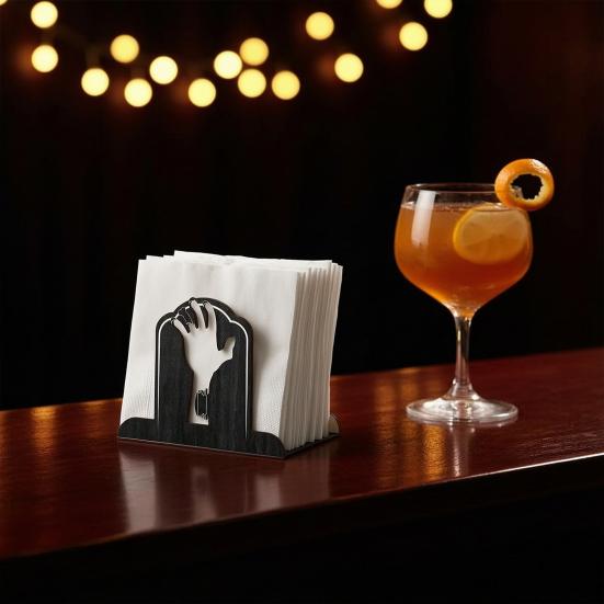Halloween Napkin Holder, Wood Tombstone Hand Napkin Holder, Decorative Paper Towel Stand for Kitchen Dining Table Party Decor
