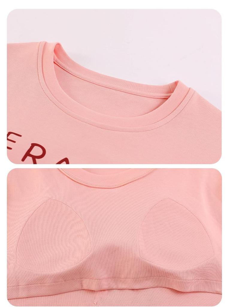 Womens Korean Style Cartoon Pajamas Set with Chest Pad - Long Sleeve, Cute Home Wear for Spring & Autumn (2025)