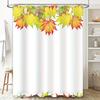 Luxury Autumn Maple Shower Curtain Set White Bath Decor with Red Yellow Leaves Pattern Watercolor Art for Bathroom Windows Size: