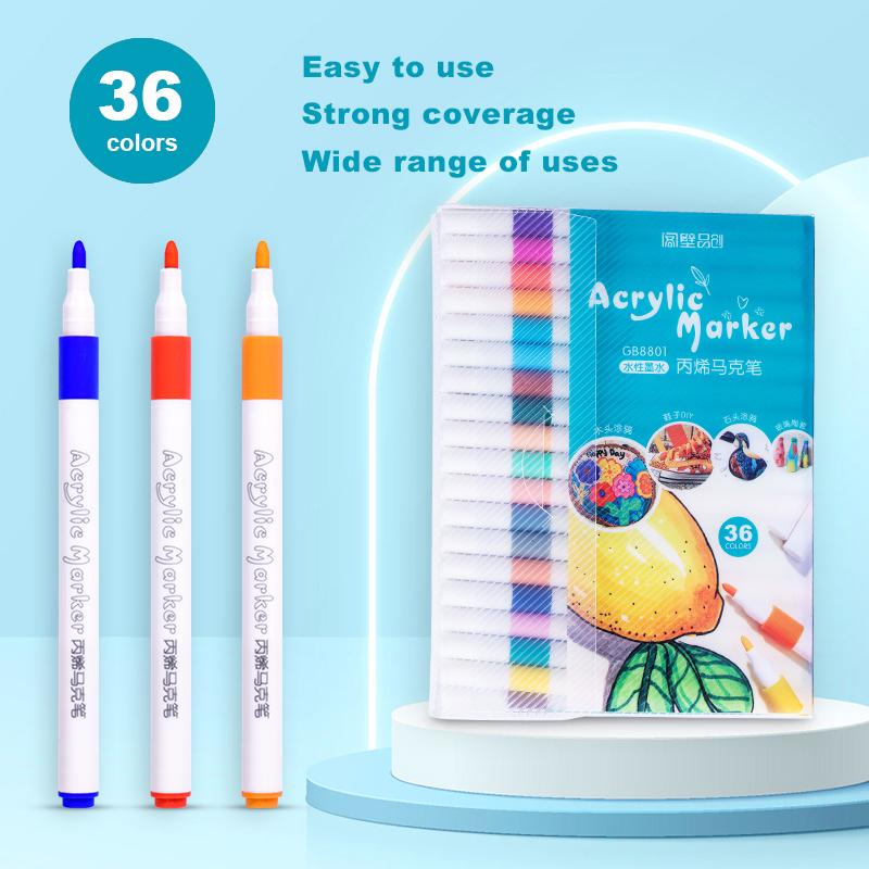 12-80 Colors Acrylic Paint Art Marker Pens DIY Hand Drawn Painting Drawing for Glass Fabric Card Ceramic Stone Mug Clothes Shoes