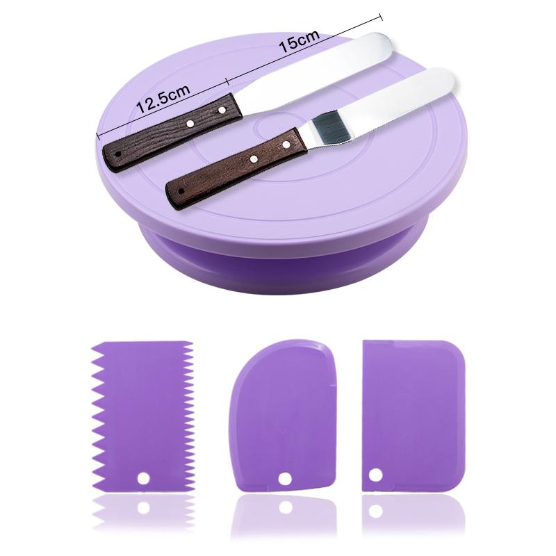 FAIS DU 6Pcs/Set Plastic Cake Turntable Rotating Cake Plastic Dough Pastry Decorating Stand Rotary Table DIY Pan Baking Tool
