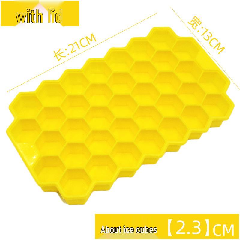 37-Grid Honeycomb Ice Cube Tray with Lid - Silicone Mold for Bar Ice Making With Lid жёлтый