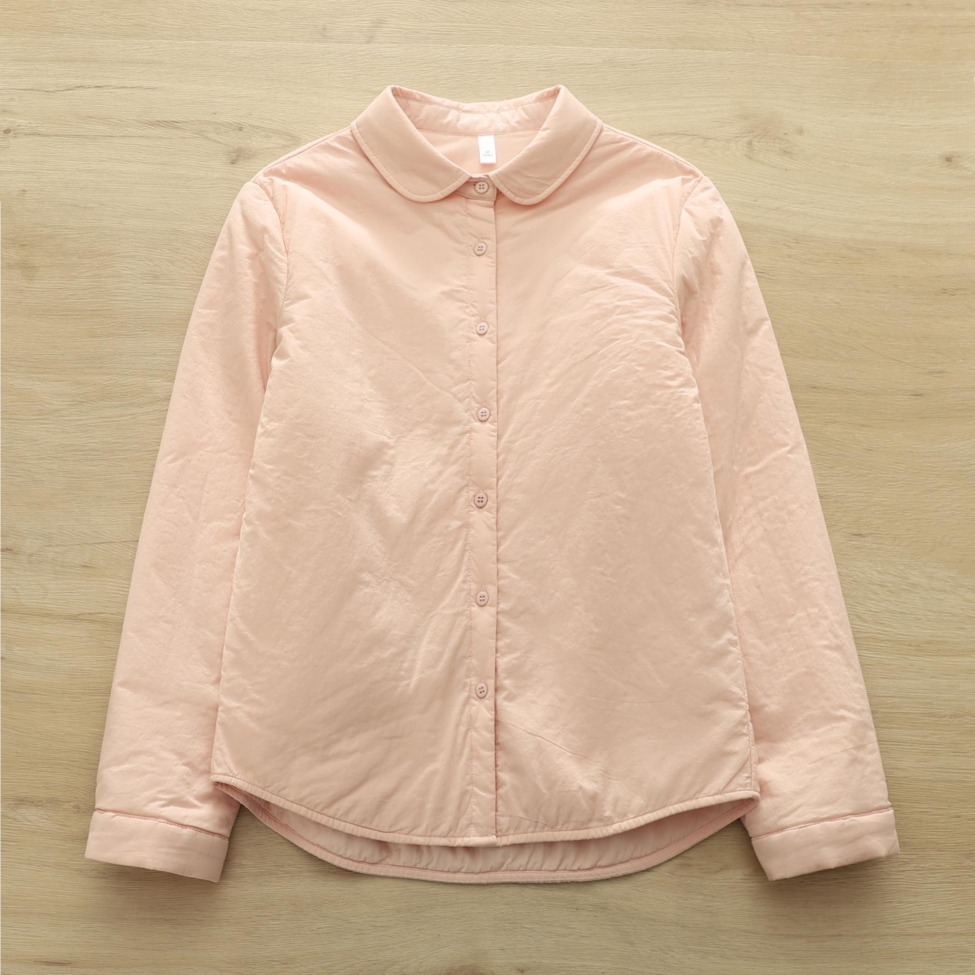 

Women s Quilted Thickened Winter Shirt with Yuanbao Collar - High-Quality Pure Cotton, Japanese Style M (recommended 45-55 kg)