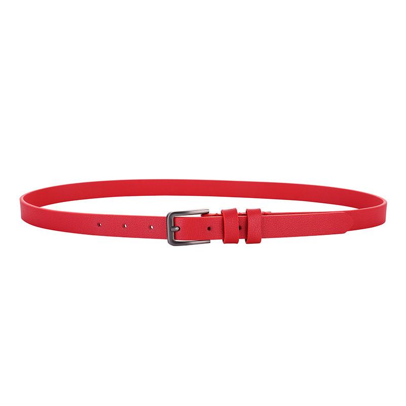 

Leather Slim Waist Belt For Women With Polished Buckle Ideal For Office And Casual Wear Red