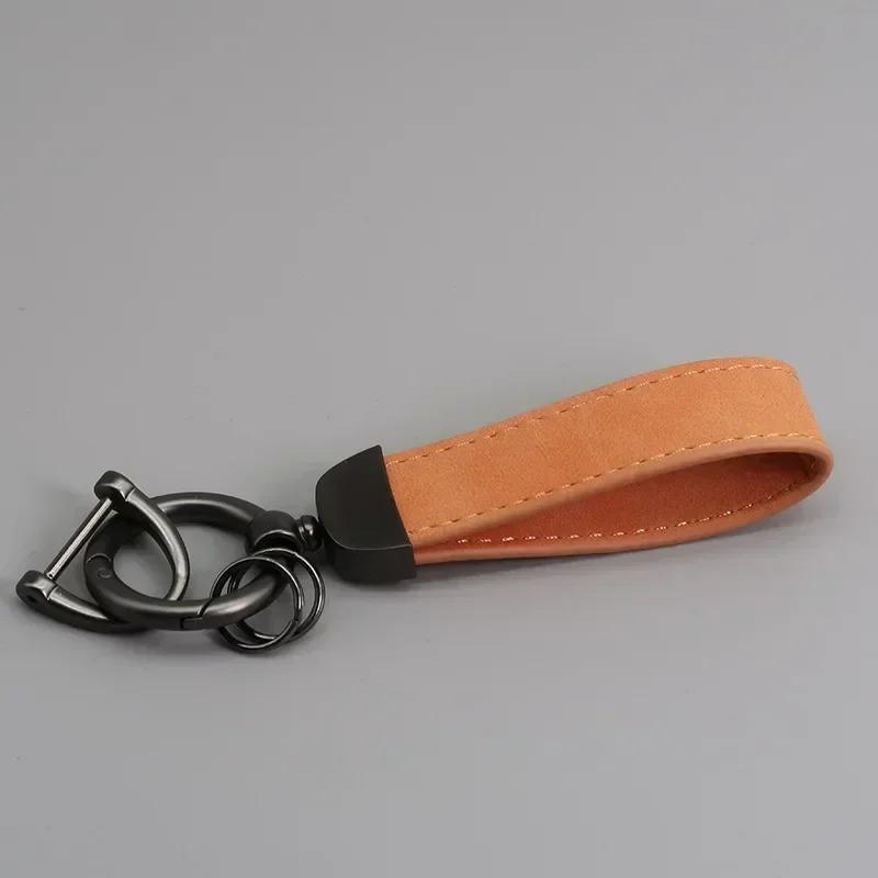 Custom LOGO Suede Leather Keychain Vintage Laser Engrave Car Key Ring Holder for Men and Women Personalized Key Chains Ring