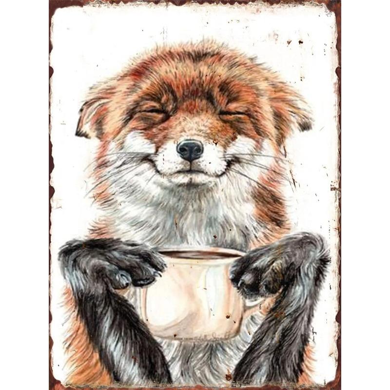 Vintage Bear In Retro Clothing Metal Tin Sign Wall Decor 20x30cm
