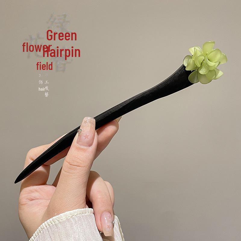 

Деревянная шпилька для волос «Ретро Магнолия» 2024 года с кисточкой из ландыша: Простой аксессуар для пучка для ханьфу и чонсама