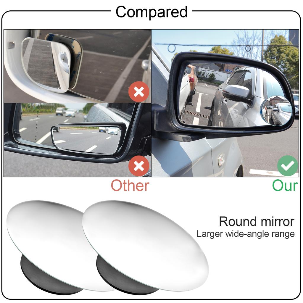 2 Stück Auto Toter Winkel Spiegel Rückspiegel 360 Einstellbarer Winkel Weitwinkelspiegel Konvex Toter Winkel Spiegel Seite Rückspiegel Klein Rund Glas Styling