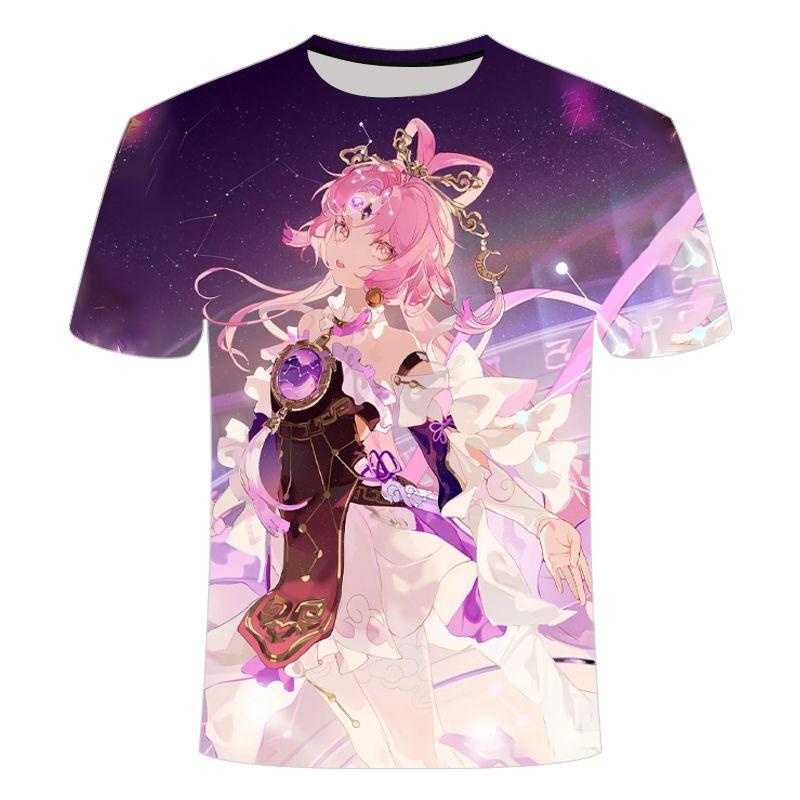 2024 Summer New 3D Printed Short Sleeve Personalized Trend Collapse Star Dome Series Men's and Women's Round Neck T-shirts