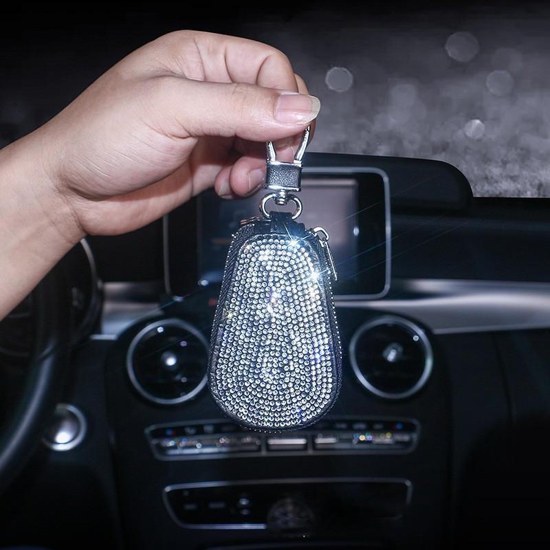 Sparkling Diamond Key Bag with Metal Buckle for Car and Home