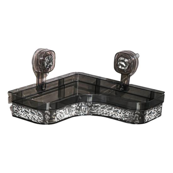 No-Drill Clear Wall Caddy Storage Rack with Suction Cup Triangular Compartments Strong Load-bearing Easy To Install Bathroom Corner Storage Shelf