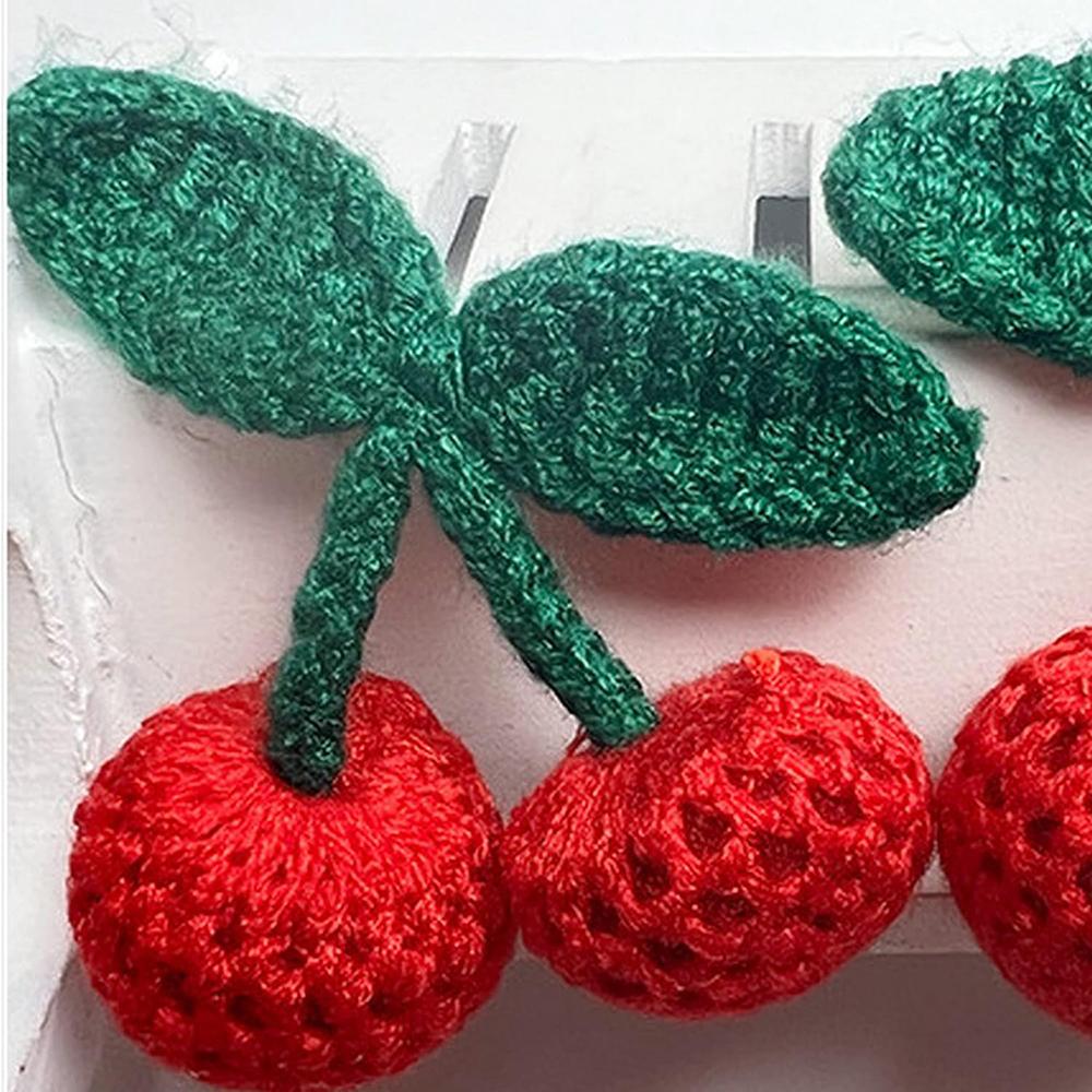 3Pcs/Set Knitting Red Cherry Brooch Hook Weaving Ornaments Fruit Chest Flower Patch Repair Clothing Accessories