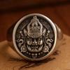 Adjustable Copper Ring With Yellow Cai Shen Seal Design Vintage Chinese Style Men Women Unisex Lucky Charm Jewelry