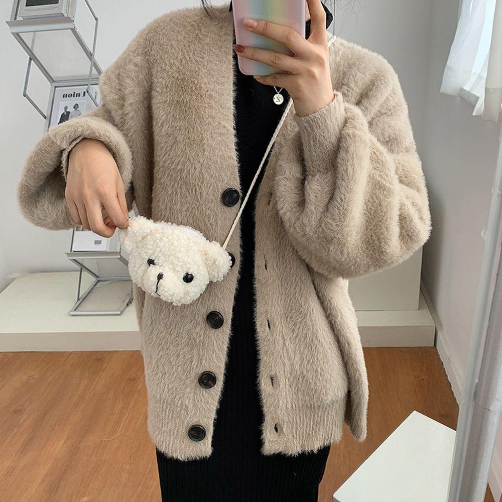 Bags Cartoons Animals Handbag Earphone Organizer Diagonal Women Bag  Purses Smile Bear  Bag  Bear Shoulder Bag