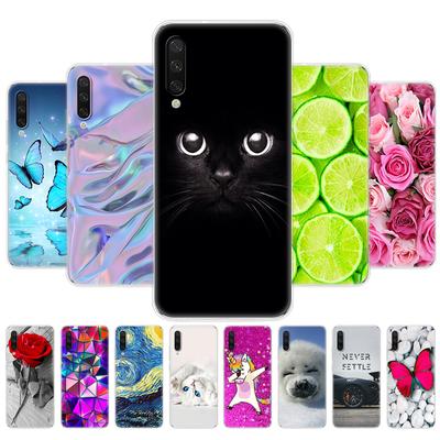 Silicone Cover For Xiaomi MI A3 Case Full Protection Soft Tpu Back Cover Phone Cases For Xiomi MI A3 Bumper Coque Cat Flower