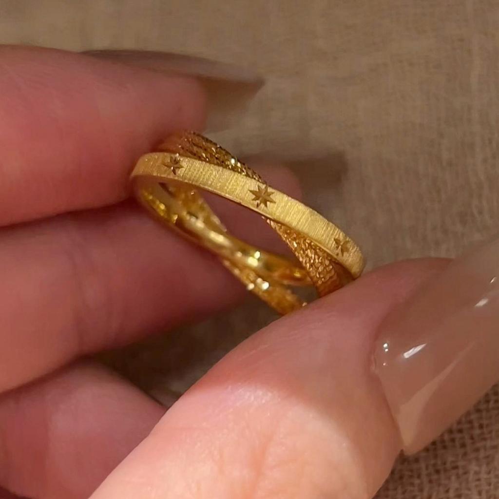 Explosive double-layer integrated brushed star ring niche design versatile index finger ring autumn and winter versatile ring