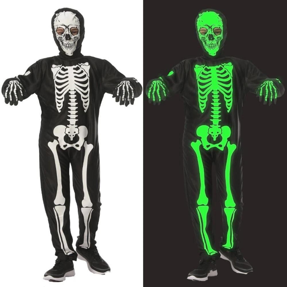 Bones Skull Costumes Luminous Halloween Dress Up Fashion Halloween Cosplay Costumes  Children