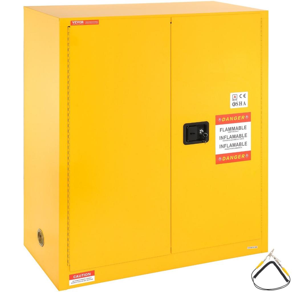 Flammable Safety Cabinet, 30 Gal, Cold-Rolled Steel Flammable Liquid Storage Cabinet, 43.1x18.1x50.1 in Explosion Proof with 1 Adjustable Shelf 2