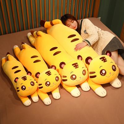 Lying Down Tiger Throw Pillow Cushion Plush Toy Soft Yellow Little Tiger Doll Children Baby Soothing Doll