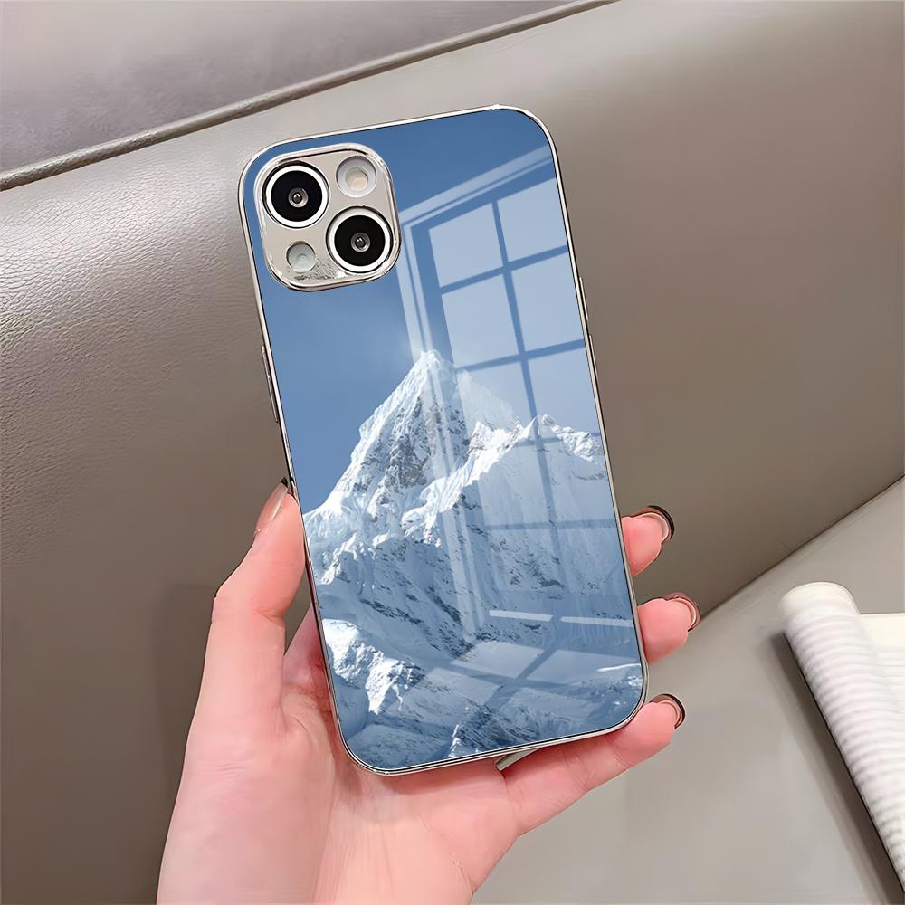 Everest Mountain Phone Case For IPhone 17 Pro Max 15 Pro 16 14 Plus 12 13 Mini 11 Pro Shockproof Electroplated Glass Cover