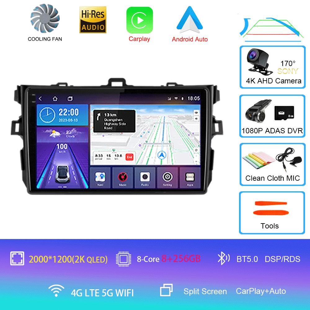 Car Radio Android 14 Carplay 2din For Toyota Corolla E140/150 2007 - 2013 4G GPS Multimedia Video Player Stereo WIFI+4G