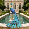 Metal Peacock Statue Weather-Resistant Avian Garden Sculpture