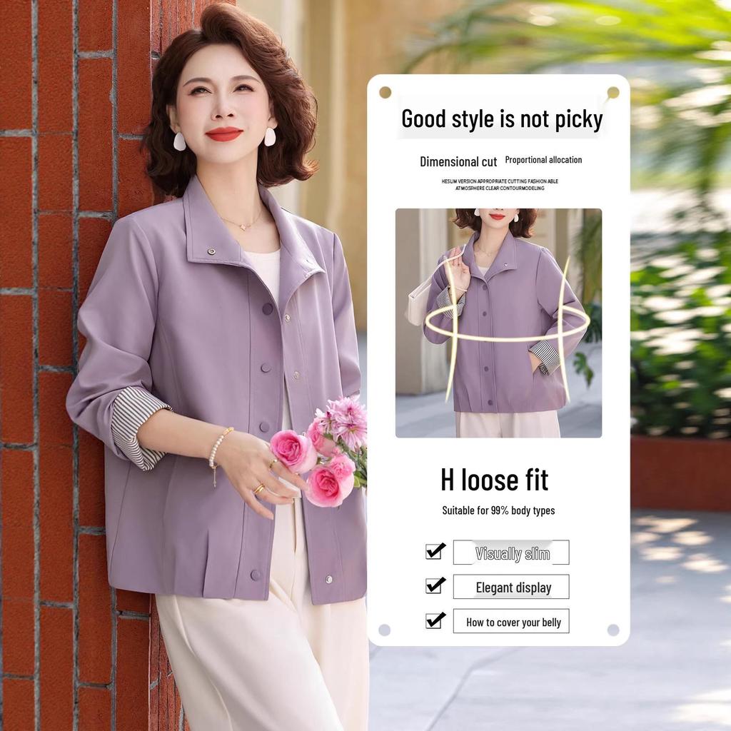 Elegant Spring Jacket 2026: New Style Lightweight Short for Middle-Aged Women