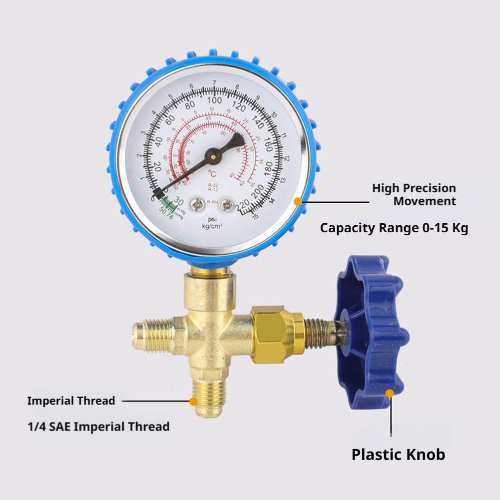 Pressure Gauge Suitable For R22 And R134a Air Conditioner Refrigerant Charging Valve Automobile Fluoride Meter Valve Refrigerant