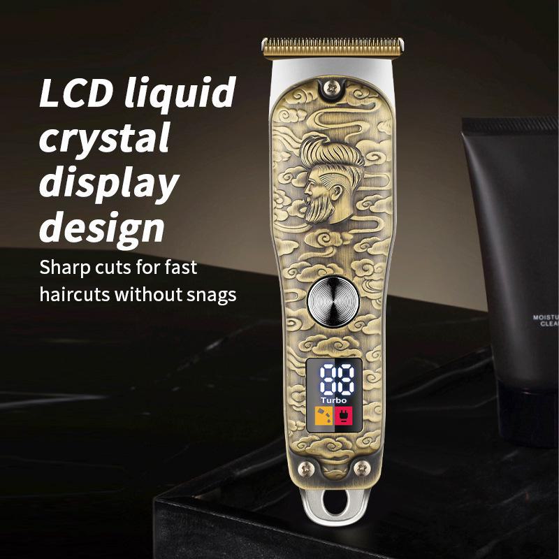 Bronze Rechargeable Hair Clipper Set with Digital Display - Hair Salon Electric Clipper