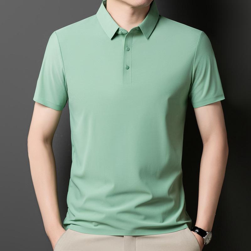 Men's Business Casual Ice Silk Polo - Slim Fit Summer Short-Sleeve Shirt