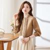 Women's Stand Collar Ruffle Long Sleeve Shirt
