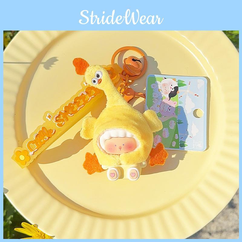 Farm Plush Colorful Animal Keychain Cute Resin Key Ring Accessory In Orange Blue Pink