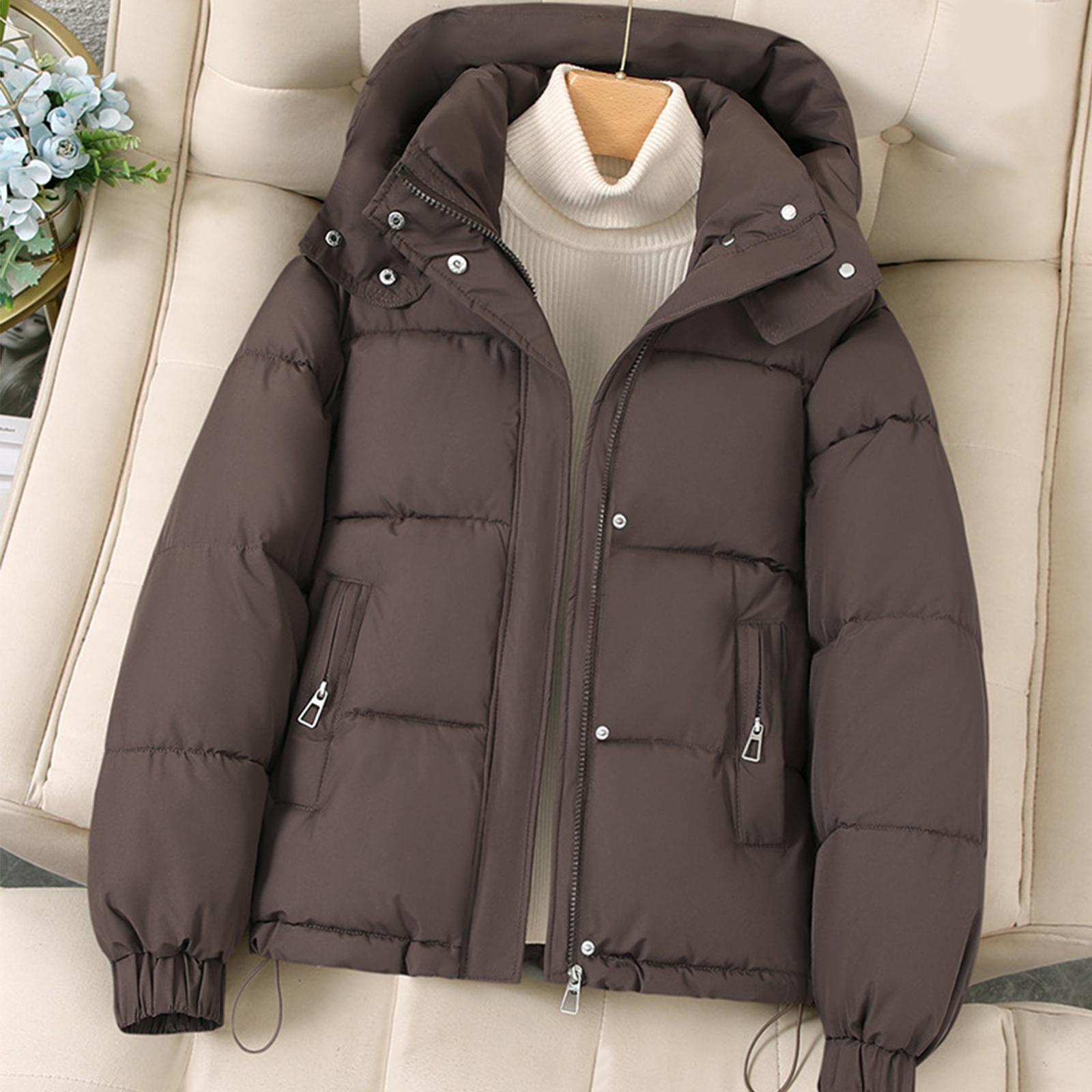 

Women s Hooded Coat Ladies Winter Cotton Coat Thickened Warm Jacket XXL кавовий