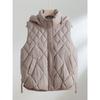 Women's Vests & Waistcoats - Winter Arrival Women's Hooded Sleeveless Vest, Loose Rhombus Quilted Padded Waistcoat, Fashion Versatile Outerwear Top