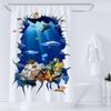 Ocean Underwater World Shower Curtain Dolphin Turtle Cute Creative Personality Print Polyester Bathroom Curtain Decor With Hooks