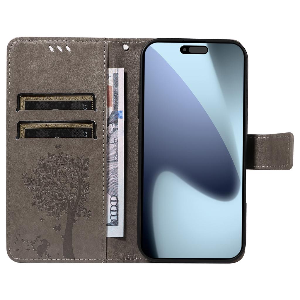 For iPhone 17 Pro Phone Case with Stand Cat Tree Pattern Leather Wallet Mobile Cover